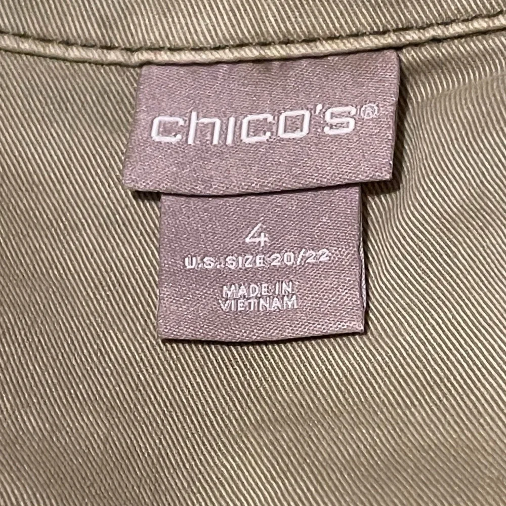 Chico’s Elongated Moto Casual Twill Denim Jacket, Cool Sage, Sz 4 (20/22) - NWT! - Picture 5 of 11